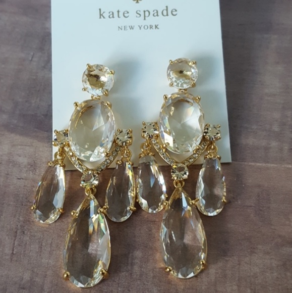 Kate Spade Gold and Crystal Chandelier Earrings - Picture 7 of 8